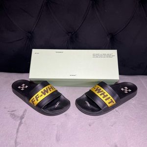 Off White - black industrial slides